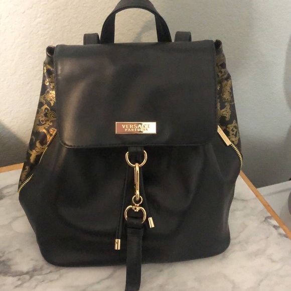 versace parfums Bags Versace Parfums Black And Gold Backpack Poshmark